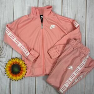 Nike Kids Pink Tracksuit Set Jacket Pants Size M 5-6 Yrs